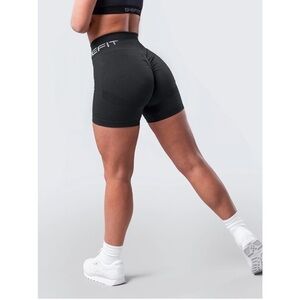 Shefit Seamless Scrunch Bootie High-Rise Bike Workout Shorts Black